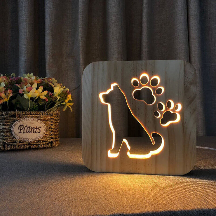 Dog Wooden Decorative Light