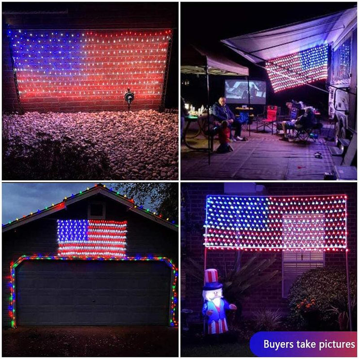 American Flag 420 Led String Lights-Large Usa Flag Outdoor Lights