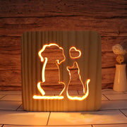 Cat and Dog Wooden Decorative Light