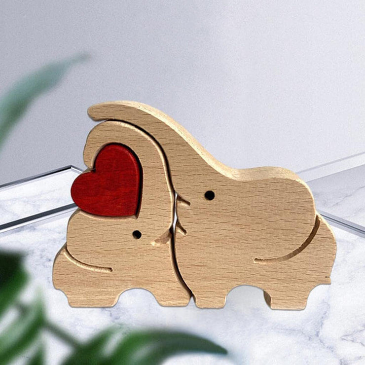 Elephant Family Handmade Wooden 3D Puzzle