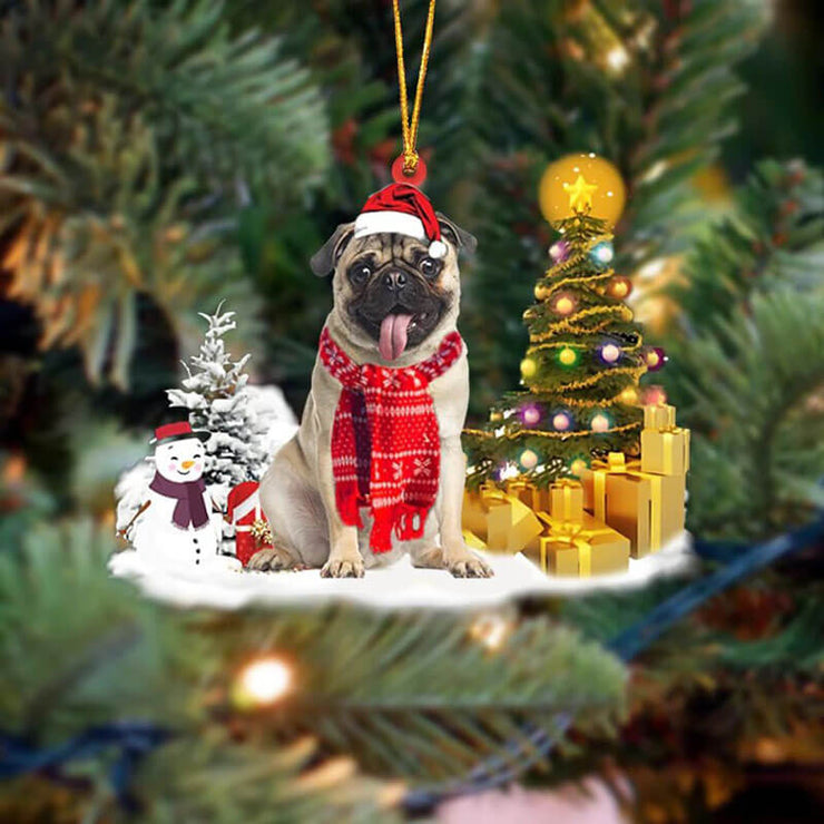 Pug Christmas Ornament SM009