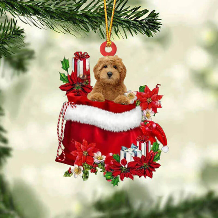 Goldendoodle In Gift Bag Christmas Ornament GB079