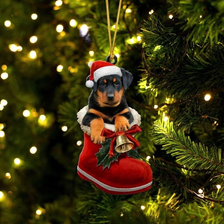 Beauceron In Santa Boot Christmas Hanging Ornament SB156