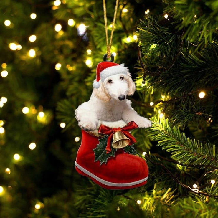 Fox Terrier In Santa Boot Christmas Hanging Ornament SB169