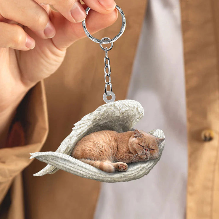 Sleeping Angel Acrylic Keychain Persian Cat