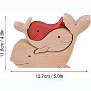 Red Whale Family Handmade Wooden 3D Puzzle