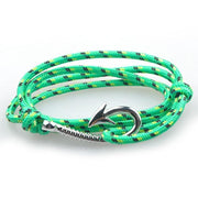 Nautical Light Grey Patterned Hook Bracelet (Silver)