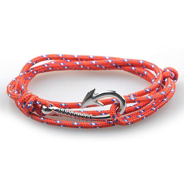 Nautical Clemson Patterned Hook Bracelet (Silver)