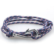 Nautical Light Grey Patterned Hook Bracelet (Silver)