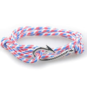Nautical Light Grey Patterned Hook Bracelet (Silver)