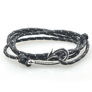Nautical Light Grey Patterned Hook Bracelet (Silver)