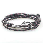 Nautical Light Grey Patterned Hook Bracelet (Silver)