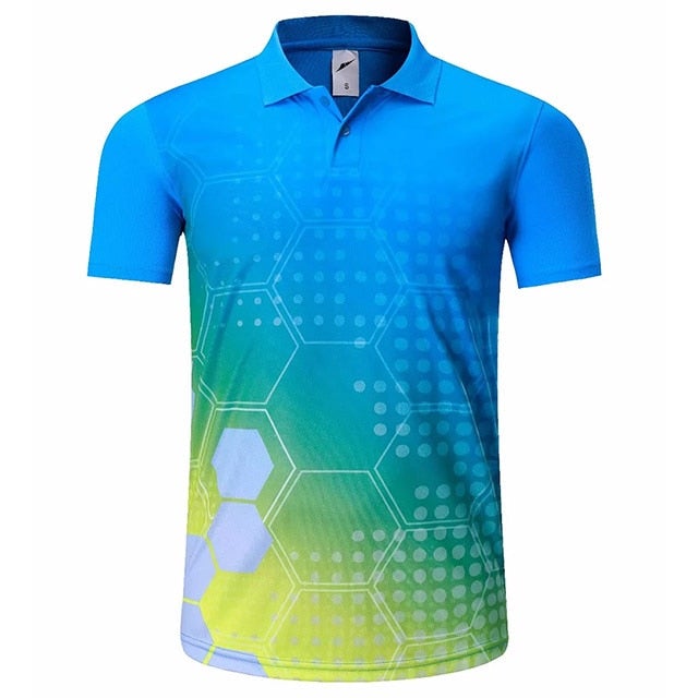 Reginald Golf High-Performance Hex Shirt (Blue)