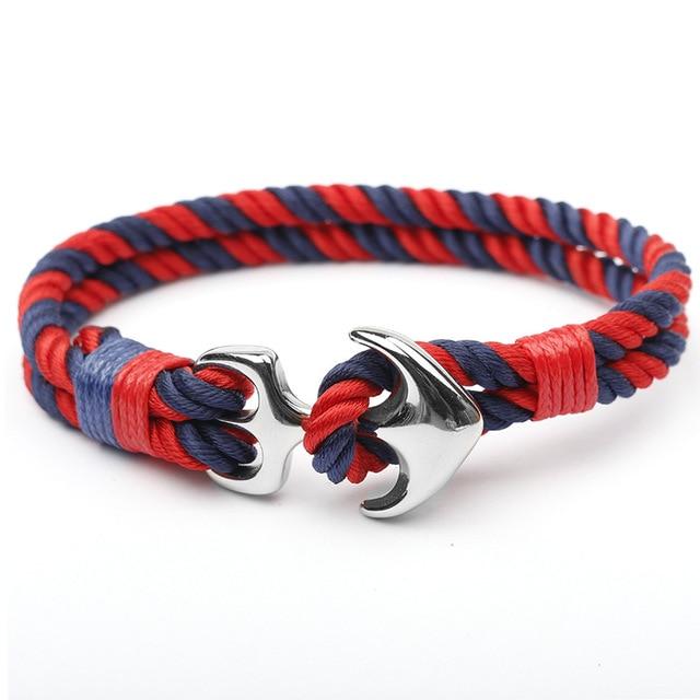 Nautical Orange-Blue Anchor Bracelet