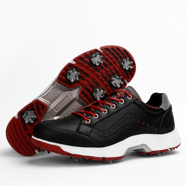Reginald Golf Spiked Black and Red Pro Shoes
