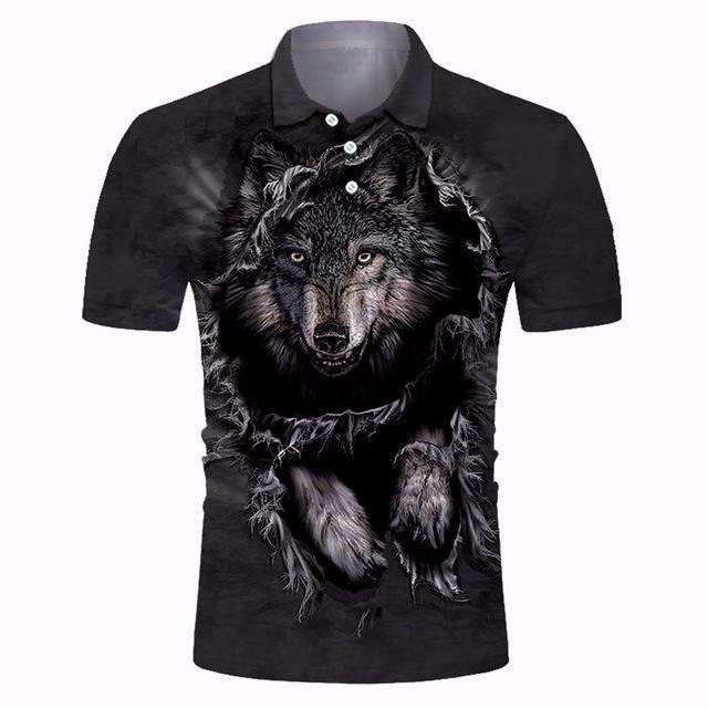 Reginald Golf Cooltech Digital Art Loud Shirt (Pouncing Wolf)