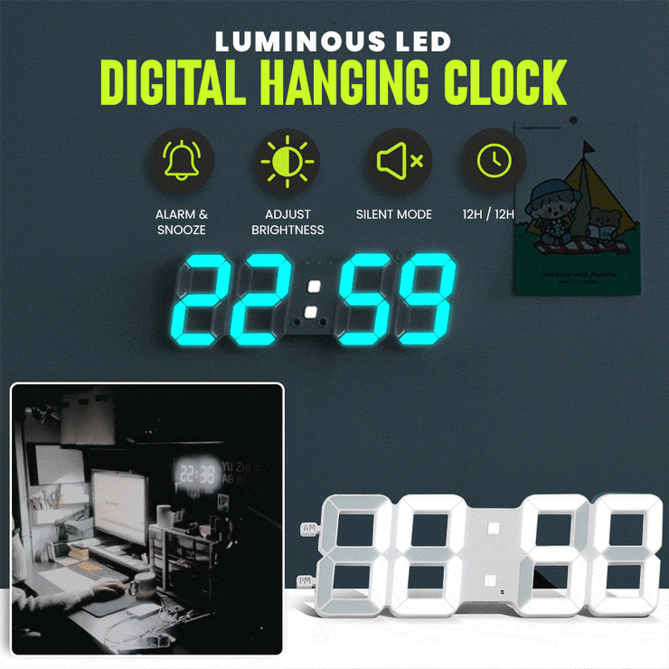Luminous LED Digital Hanging Clock