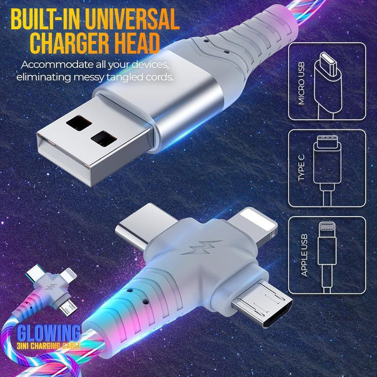 Glowing 3 in 1 Charging Cable